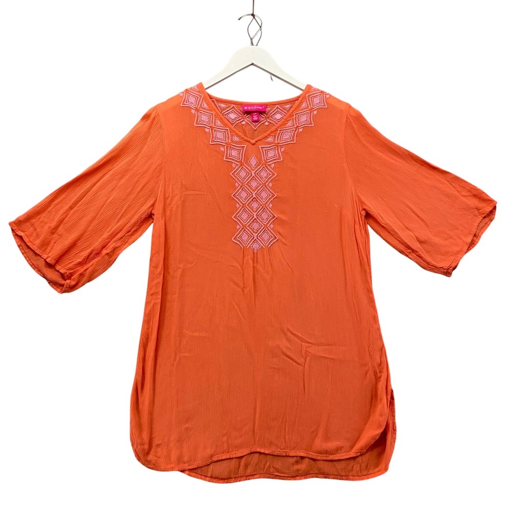 Lilly Pulitzer for Target Orange Embroidered Gauze Tunic Top Womens Small S/P - Picture 2 of 7